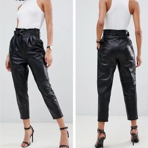 ASOS Faux Leather Paperbag Style Pants